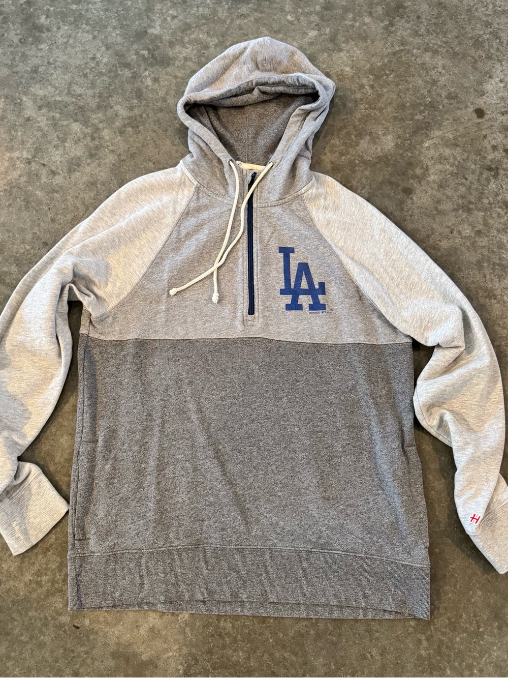 HOMAGE Two-Tone Gray LA Half-Zip Hoodie - Large